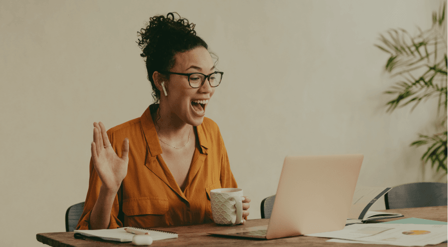 Woman using tablet at desk